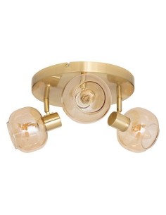 ILLUMINAZIONE: vendita online Lampadario 3 luci Pilia, metallo dorato, vetro ambra, diametro 25 cm, spot orientabile in offerta
