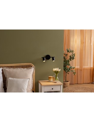 ILLUMINAZIONE: vendita online Applique 2 luci Vico, metallo nero, L. 28 x P. 10 x H. 16,5 cm, spot orientabile in offerta