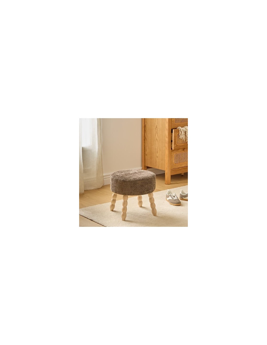 SEDIE: vendita online Sgabello d’appoggio, Spolo, D. 38 cm, H. 39 cm, ciniglia tonka, marron in offerta