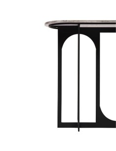MOBILETTI E CONSOLE: vendita online Consolle Tusco, L. 140 cm, P. 34 cm, A. 79,5 cm, metallo, MDF effetto marmo, nero in offerta