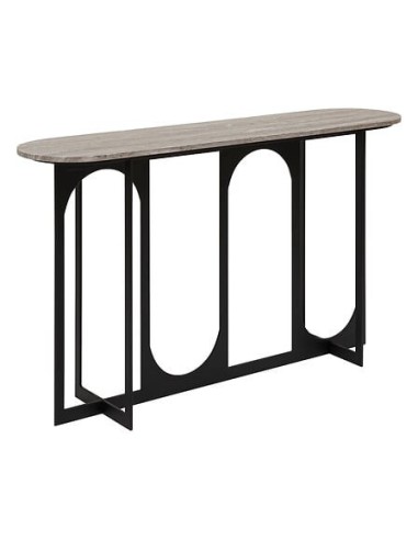MOBILETTI E CONSOLE: vendita online Consolle Tusco, L. 140 cm, P. 34 cm, A. 79,5 cm, metallo, MDF effetto marmo, nero in offerta
