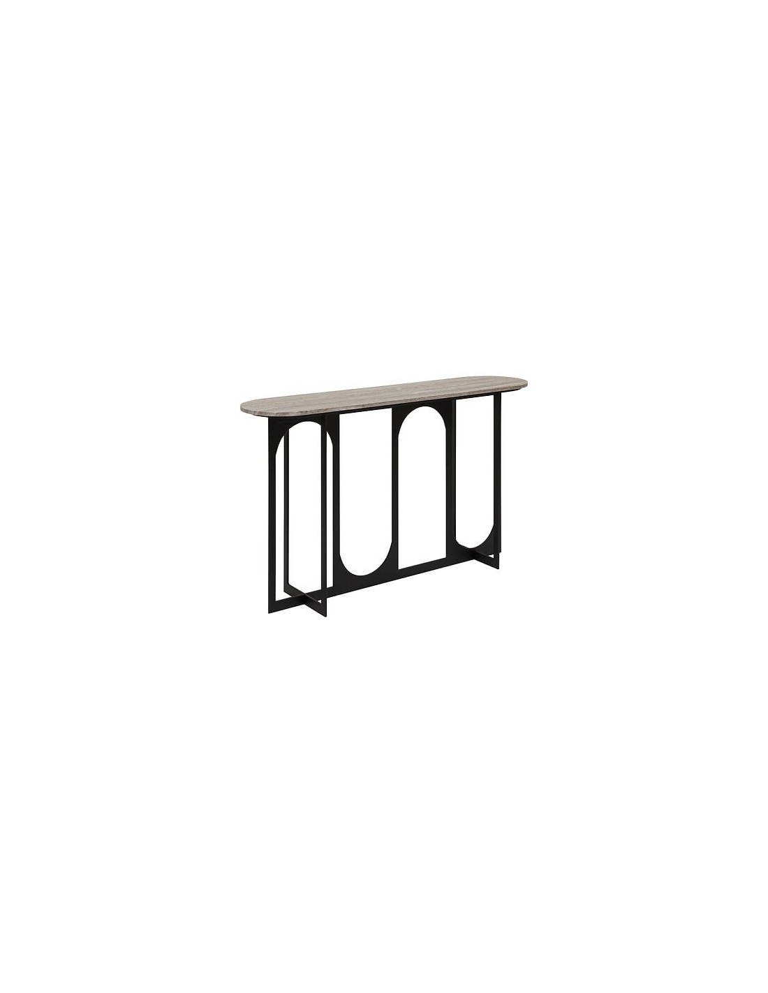MOBILETTI E CONSOLE: vendita online Consolle Tusco, L. 140 cm, P. 34 cm, A. 79,5 cm, metallo, MDF effetto marmo, nero in offerta