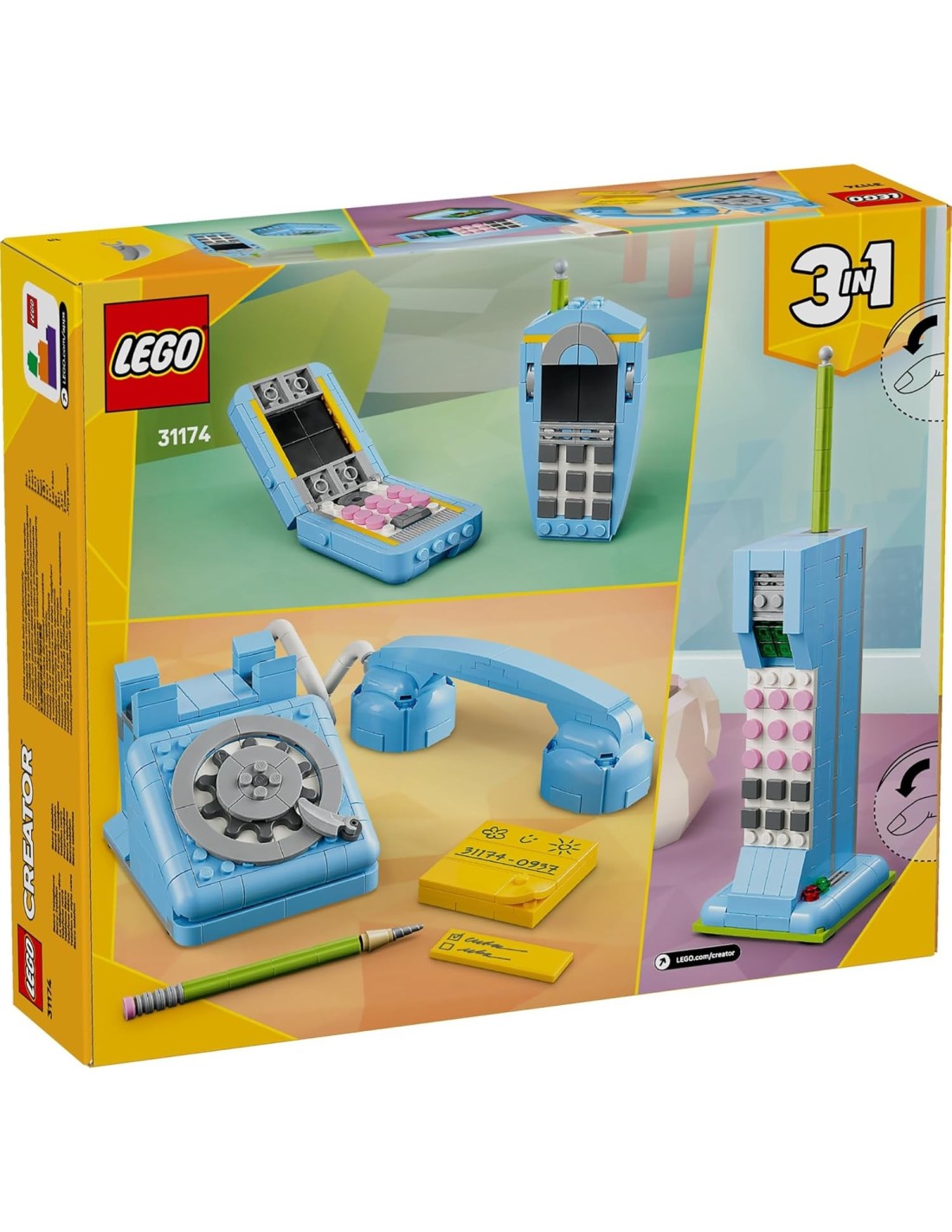 GIOCATTOLO PUBBLICIZZATO: vendita online LEGO Creator 31174 Telefono Retrò – Set 3 in 1 Vintage in offerta