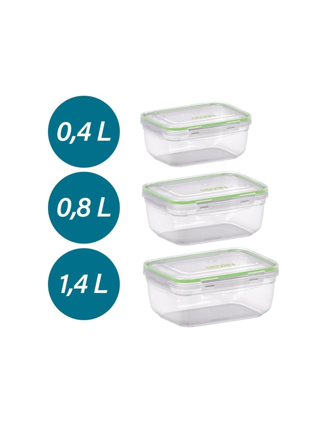 THERMOS E PORTAVIVANDE: vendita online Set 3 Contenitori Rettangolari Pedrini 400/800/1400ML in offerta