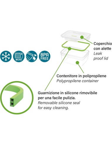 THERMOS E PORTAVIVANDE: vendita online Set 3 Contenitori Rettangolari Pedrini 400/800/1400ML in offerta