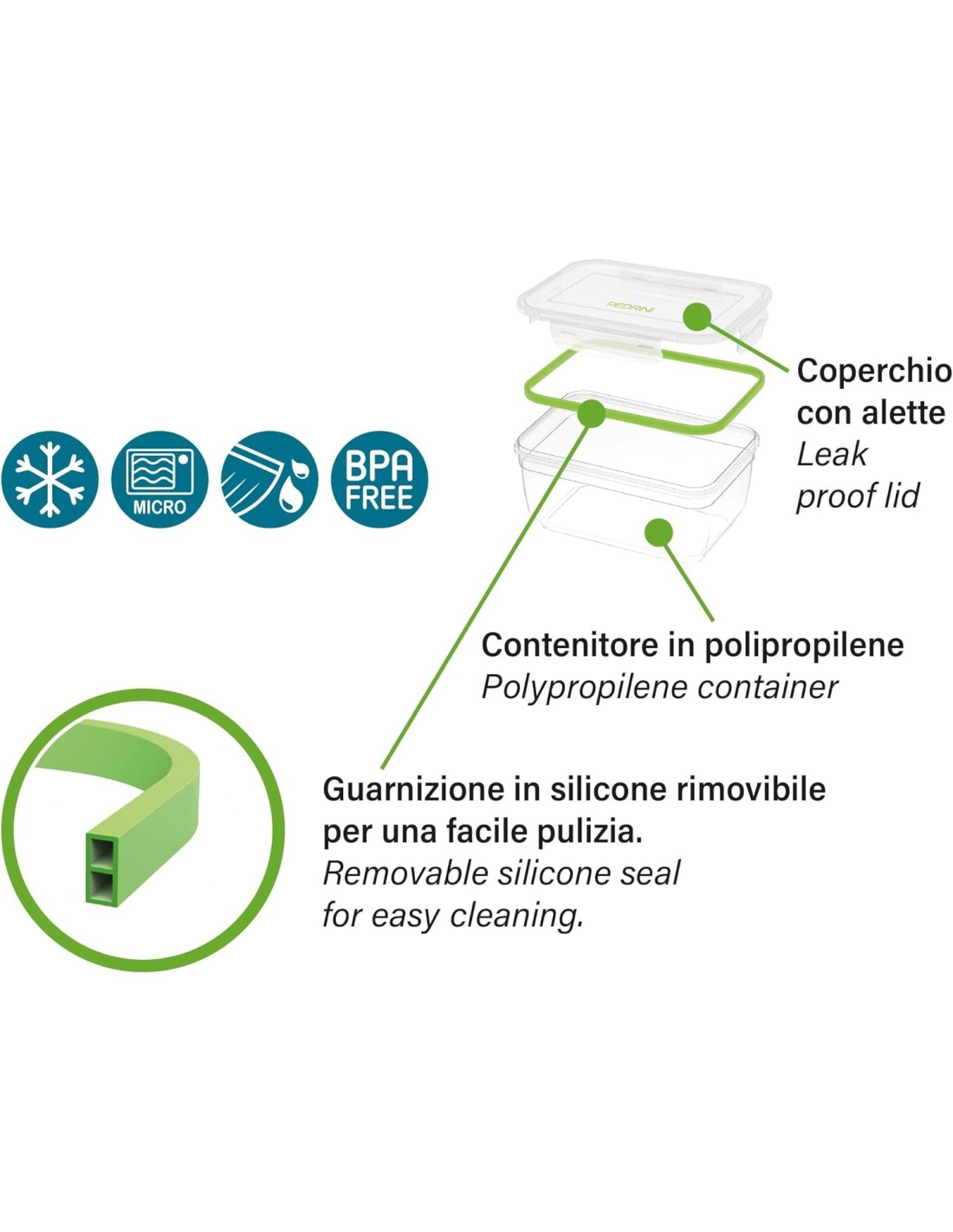 THERMOS E PORTAVIVANDE: vendita online Set 3 Contenitori Rettangolari Pedrini 400/800/1400ML in offerta