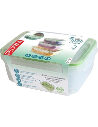 THERMOS E PORTAVIVANDE: vendita online Set 3 Contenitori Rettangolari Pedrini 400/800/1400ML in offerta