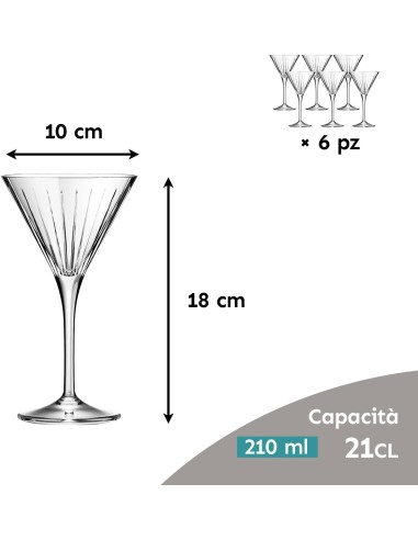 CALICI VINO E SPUMANTE: vendita online Set 6 Calici Martini 21cl RCR Timeless – Cristallo Luxion in offerta