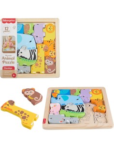 Puzzle in legno Fisher-Price con animali e vassoio | shopincasa.it