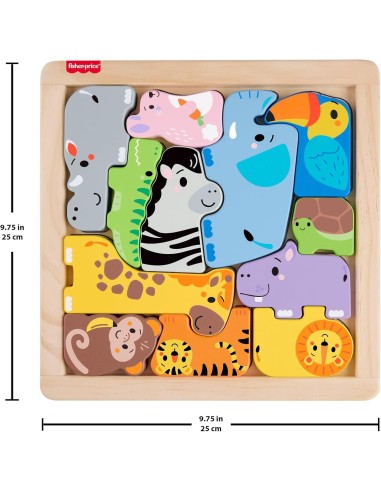 Puzzle in legno Fisher-Price con animali e vassoio | shopincasa.it