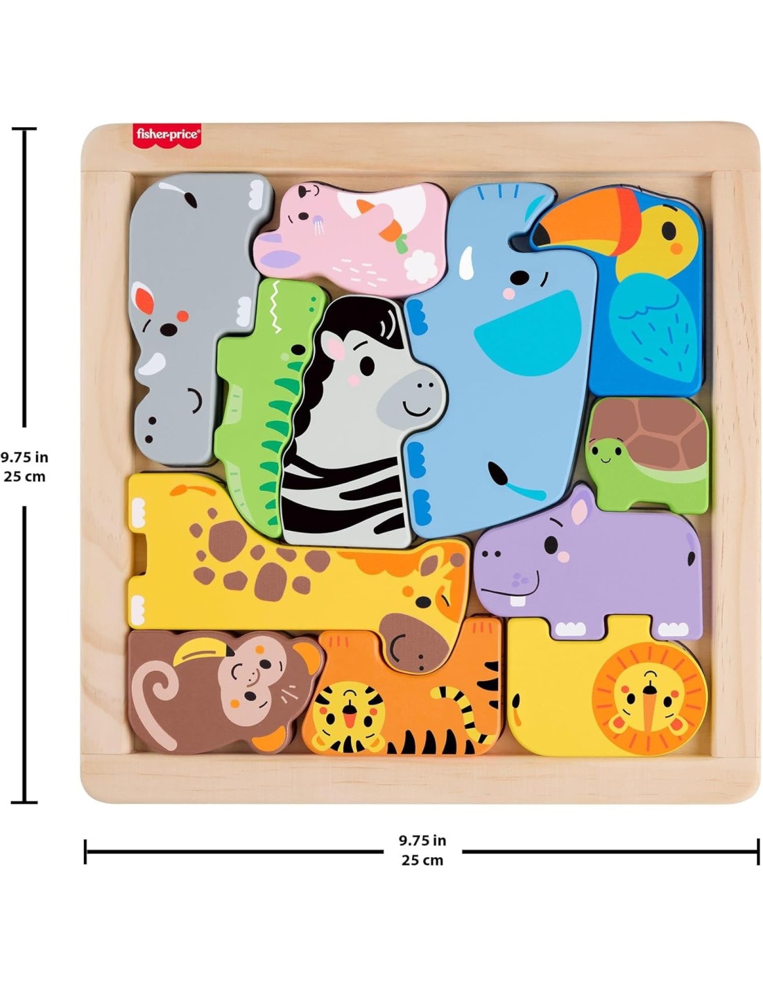 Puzzle in legno Fisher-Price con animali e vassoio | shopincasa.it
