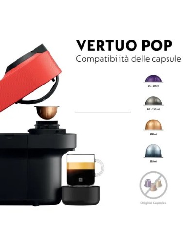 Krups Vertuo Pop XN9205 Nespresso – Macchina Caffè Capsule Rossa | Shopincasa