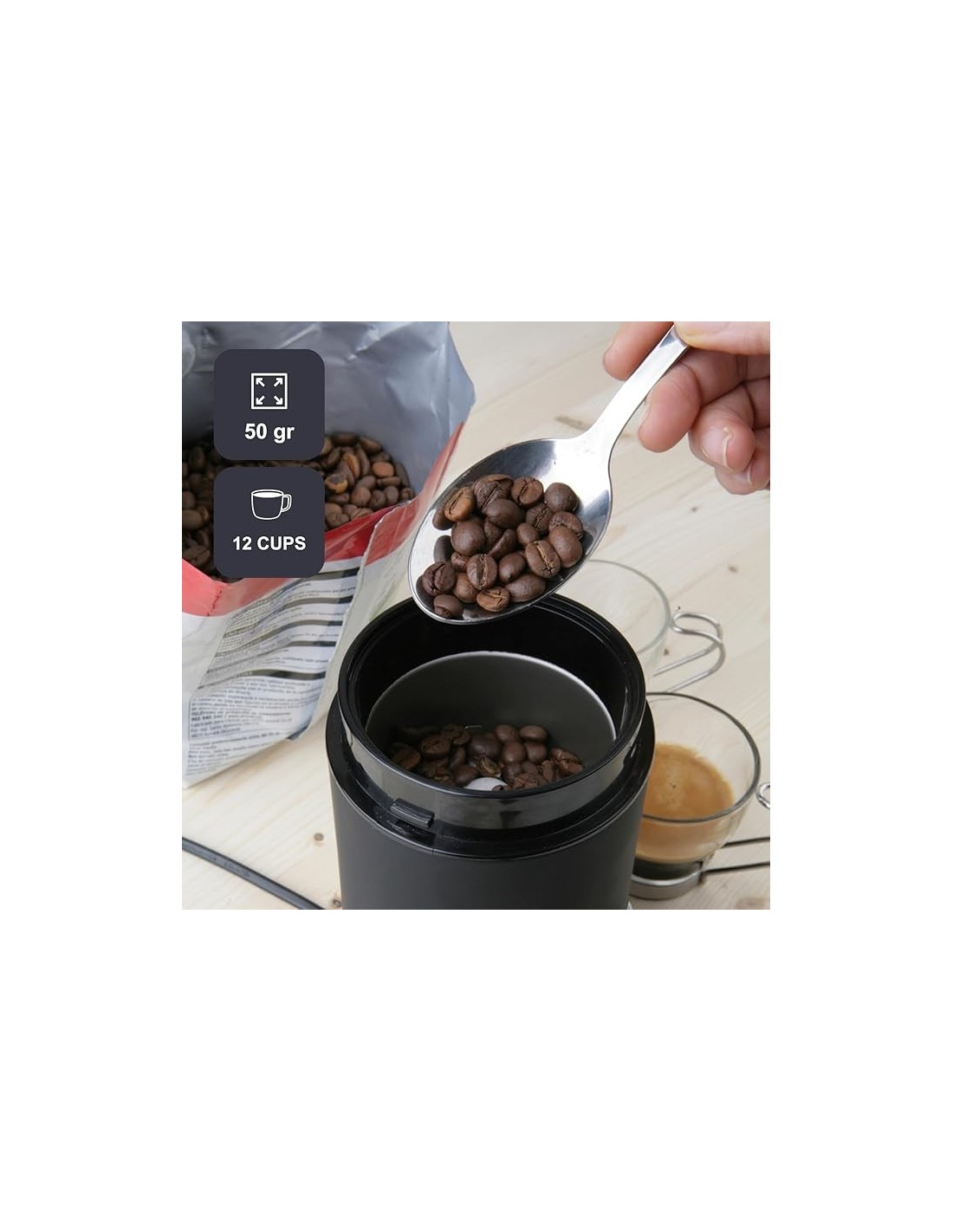 BLACK+DECKER Macinacaffè 150W in Acciaio Inox Nero | Shopincasa