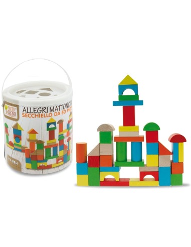 Secchiello costruzioni legno colorato 50 pezzi | shopincasa.it