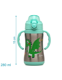Bottiglia Allenamento Drago Verde Salvia 280ml in Acciaio Inox – Sicura e Termica 2