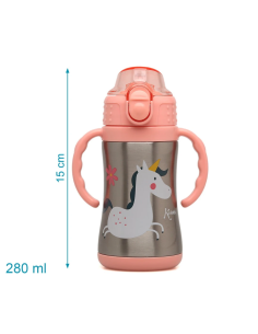 Bottiglia Allenamento Unicorno Rosa/Salvia 280ml in Acciaio Inox – Sicura e Termica
