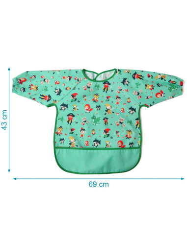 Bavaglino impermeabile con maniche verde per bambini - shopincasa.it