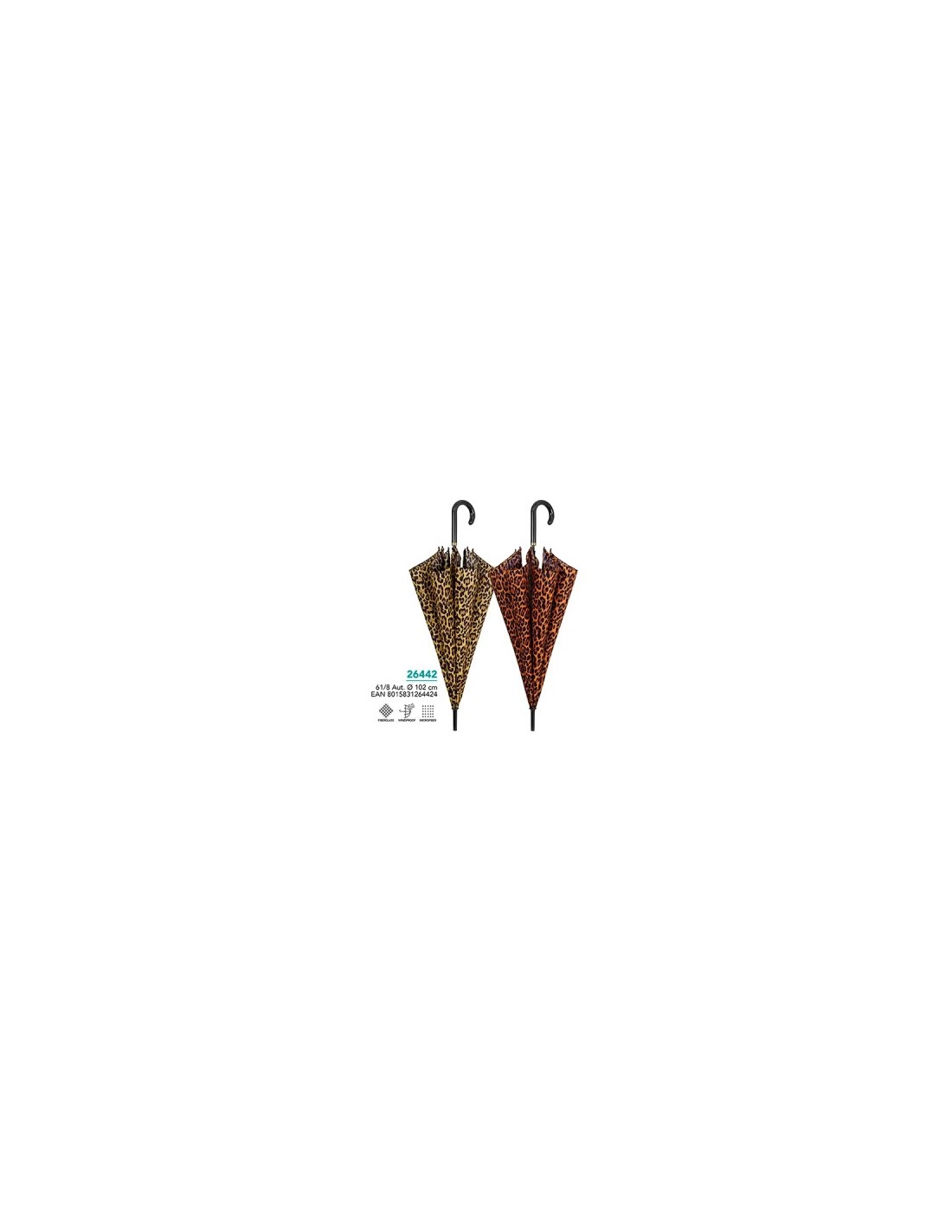 OMBRELLI PIOGGIA: vendita online Ombrello Donna Automatico, 61cm, Leopardato, 8 Stecche, Elegante, Moda, Antivento in offerta