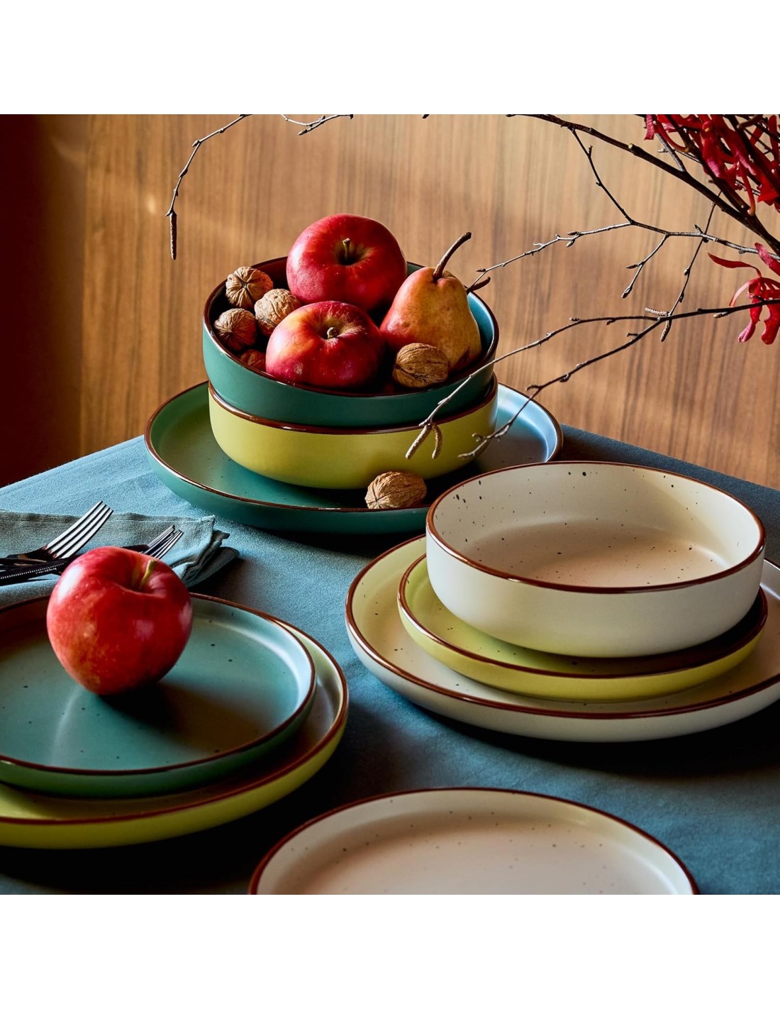 SERVIZI TAVOLA: vendita online Tognana Ardenne, Servizio Piatti 6 Persone, 18 Pezzi, Stoneware, Multicolor, Piatti Piani 26,5...