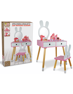 Specchiera coniglietta in legno con tavolino e sedia per bambini 3+ anni | shopincasa.it