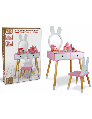 Specchiera coniglietta in legno con tavolino e sedia per bambini 3+ anni | shopincasa.it