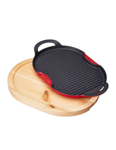 BISTECCHIERA GHISA 36X26CM CON VASSOIO LEGNO