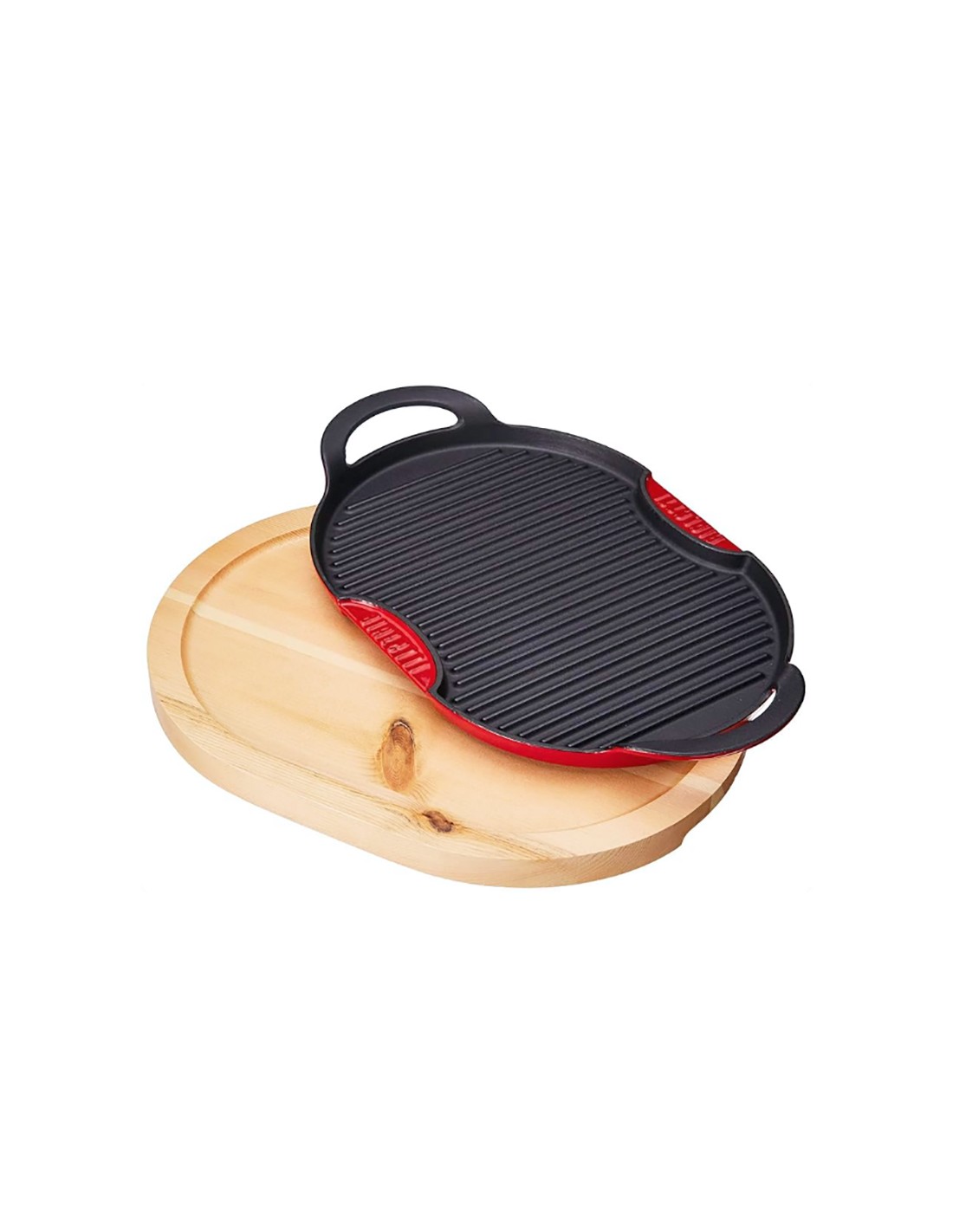 BISTECCHIERA GHISA 36X26CM CON VASSOIO LEGNO