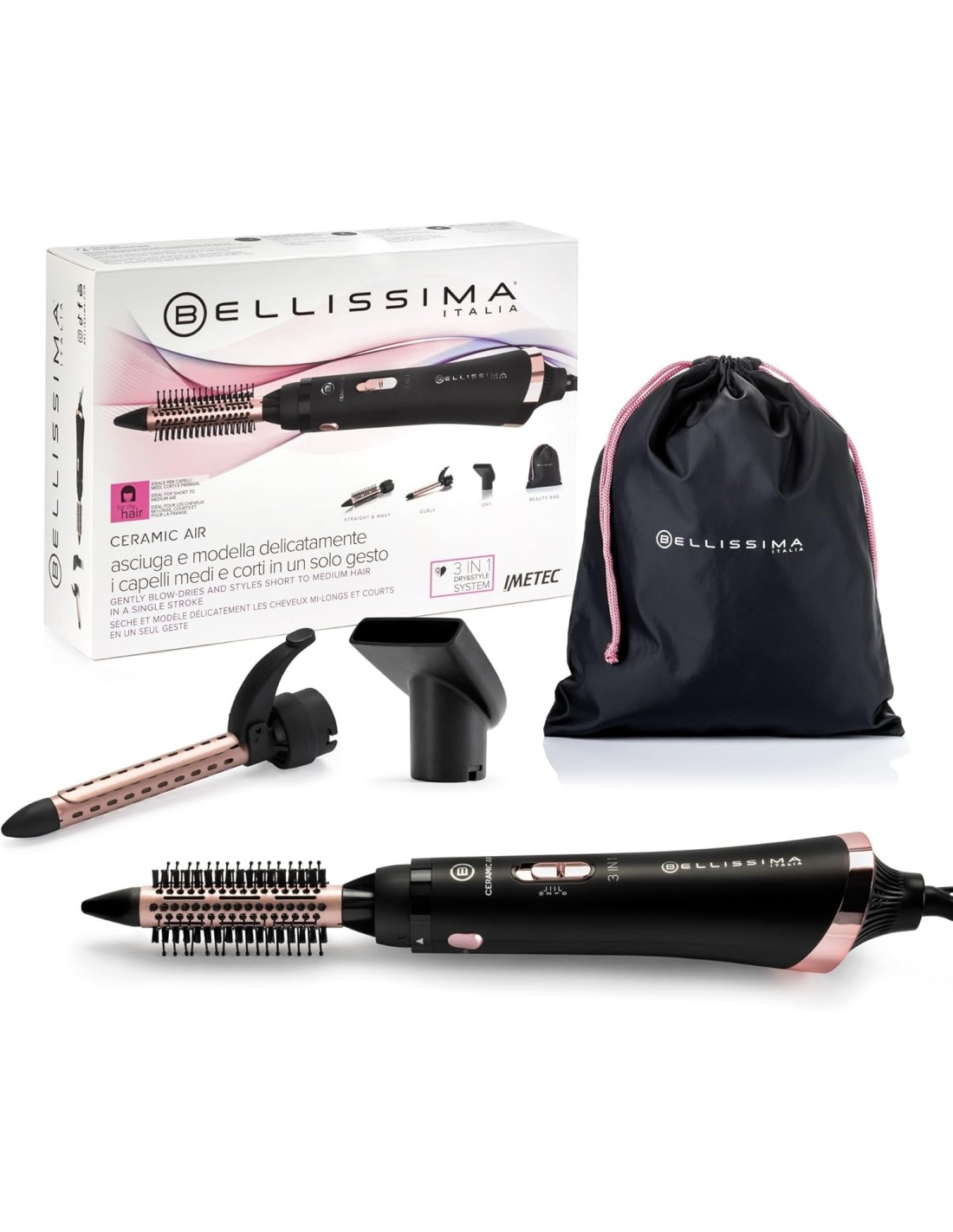 Bellissima Imetec Ceramic Air 3 in 1 – Spazzola ad Aria Calda