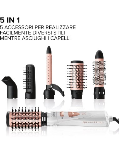 Bellissima Imetec GH18 1100 – Spazzola Ad Aria Calda 5 in 1