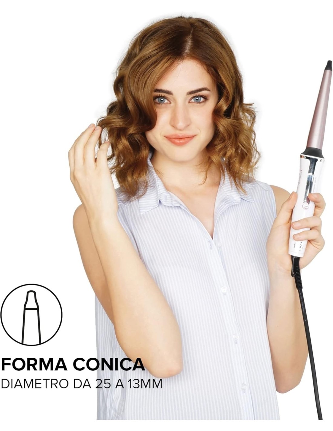 Bellissima Imetec GT15 200 – Ferro Arricciacapelli Conico 18–25 mm, Rivestimento Ceramica
