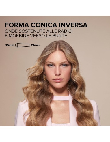 Bellissima Imetec Glam Waves – Ferro Arricciacapelli Conico, 5 Temperature, Protezione Cheratina