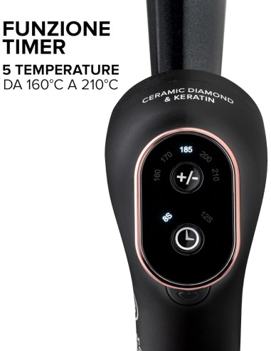 Bellissima Imetec Glam Waves – Ferro Arricciacapelli Conico, 5 Temperature, Protezione Cheratina