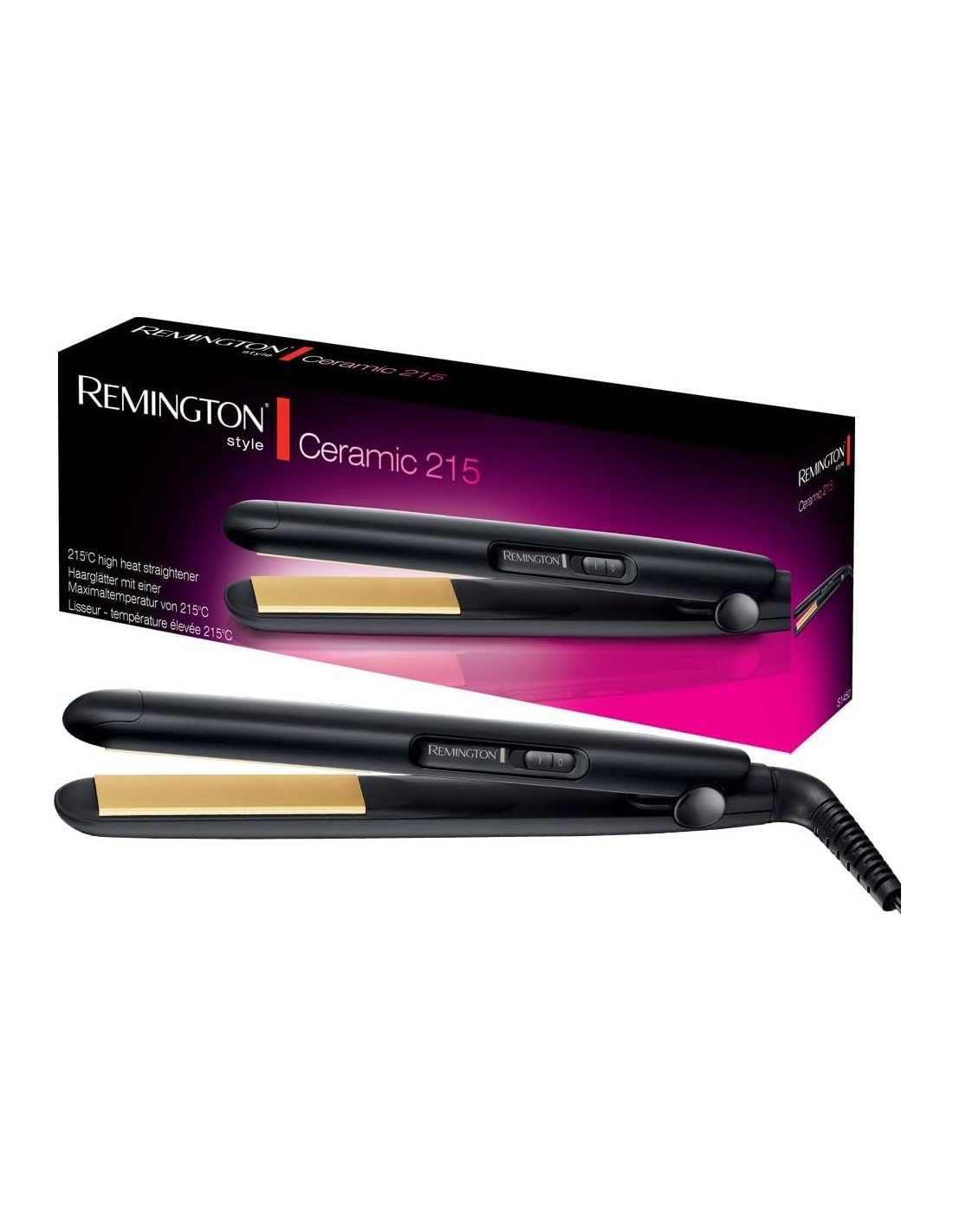 Remington Ceramic S1450 – Piastra Capelli 215°C, Riscaldamento Rapido, Compatta