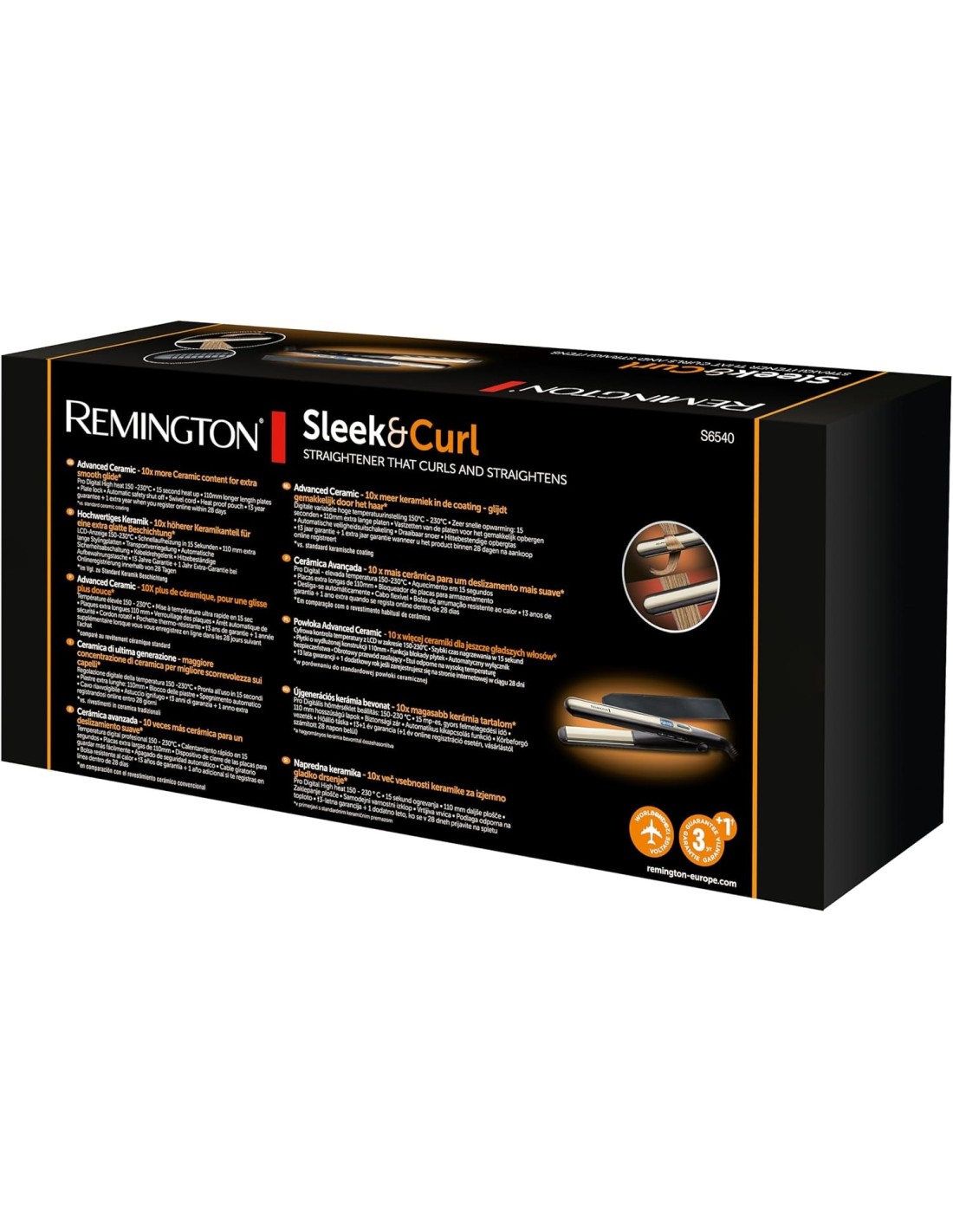 Remington Sleek & Curl S6500 – Piastra Lisci & Ricci, Ceramica Ultra, 150-230°C, Rapida
