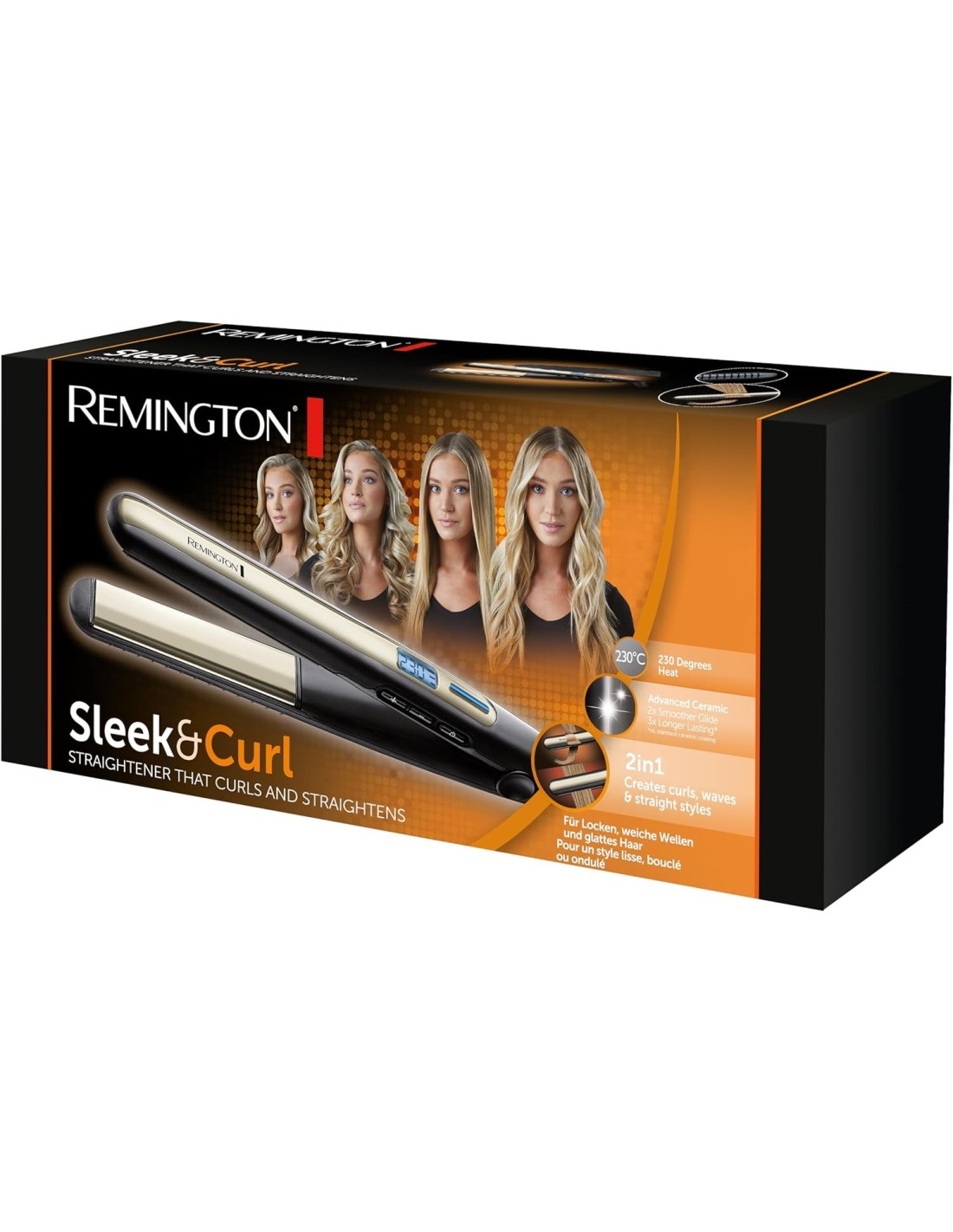 Remington Sleek & Curl S6500 – Piastra Lisci & Ricci, Ceramica Ultra, 150-230°C, Rapida