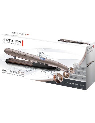 Remington Wet2Straight Pro S7970 – Piastra per Capelli Bagnati e Asciutti, Sensore Umidità, Display LCD, 140-230°C