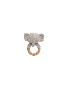 Elefante Massaggiagengive e Sonaglio in Cotone e Legno – Sicuro e Eco-Friendly