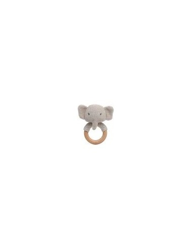 Elefante Massaggiagengive e Sonaglio in Cotone e Legno – Sicuro e Eco-Friendly