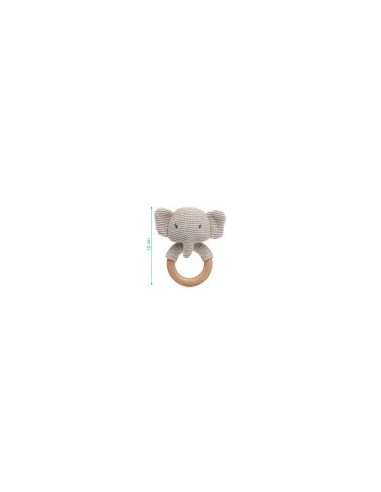 Elefante Massaggiagengive e Sonaglio in Cotone e Legno – Sicuro e Eco-Friendly
