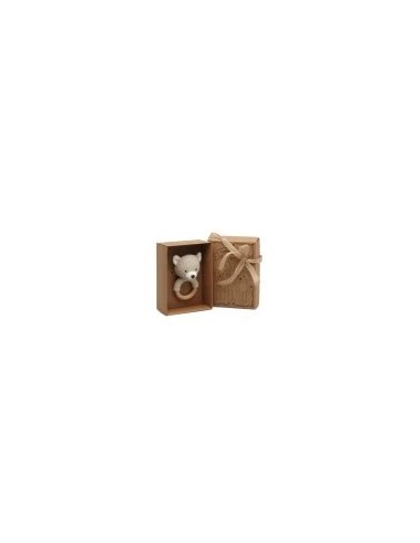 Orsacchiotto Massaggiagengive e Sonaglio in Cotone e Legno – Sicuro ed Eco-Friendly