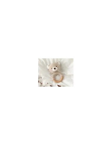 Orsacchiotto Massaggiagengive e Sonaglio in Cotone e Legno – Sicuro ed Eco-Friendly