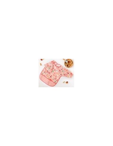 Bavaglino Impermeabile con Maniche Rosa – Morbido e Pratico