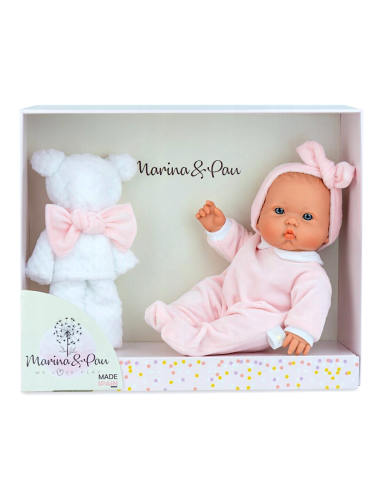 Bambola 35 cm rosa con orsetto copertina | shopincasa.it