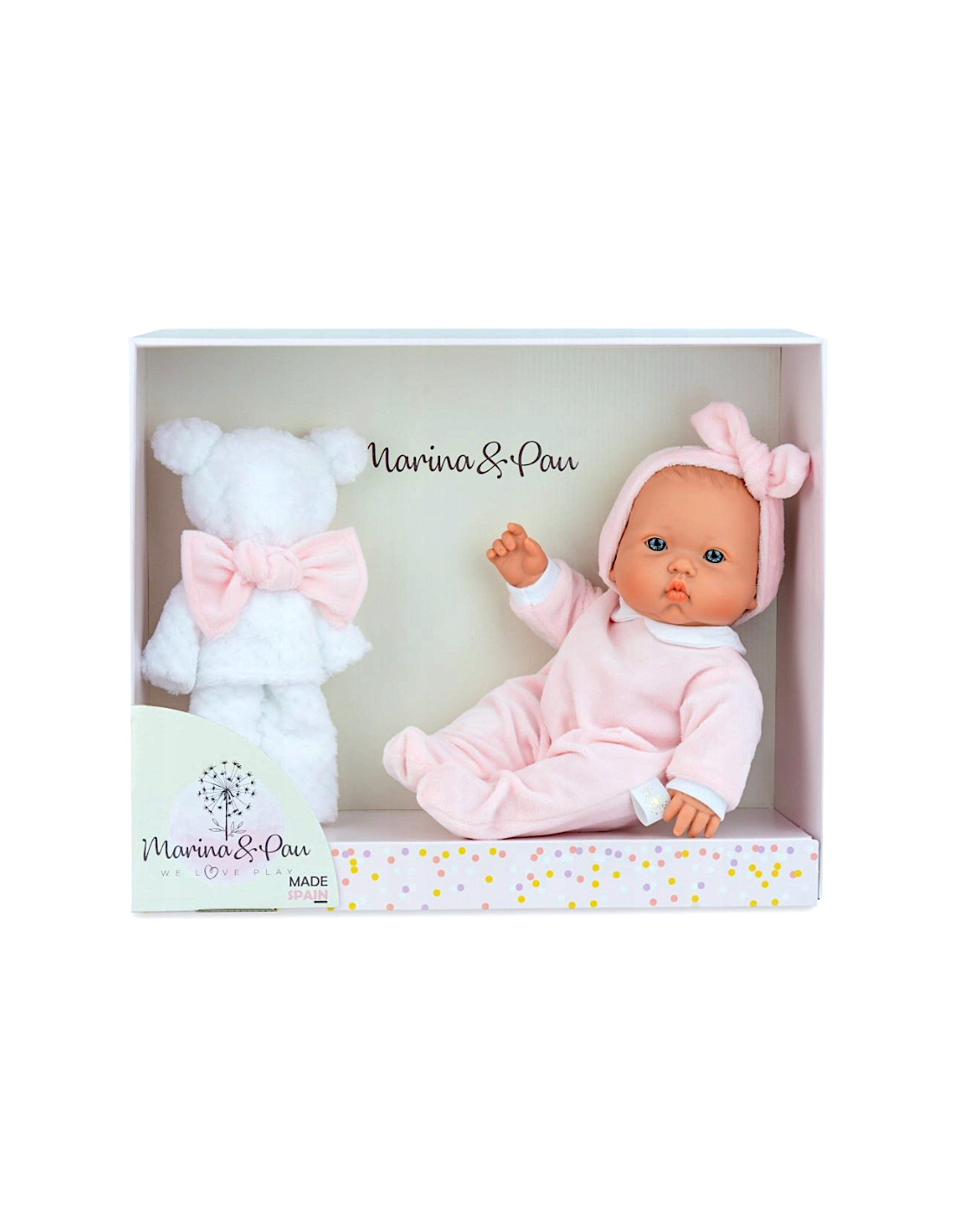 Bambola 35 cm rosa con orsetto copertina | shopincasa.it