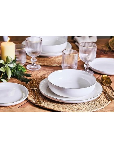 Tognana Edge Filo Oro Servizio 12 Piatti in Porcellana | shopincasa.it