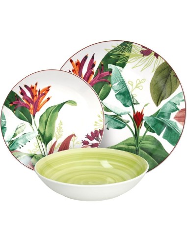 Tognana Tropicalia Servizio Piatti 18 Pezzi in Porcellana Multicolor | shopincasa.it