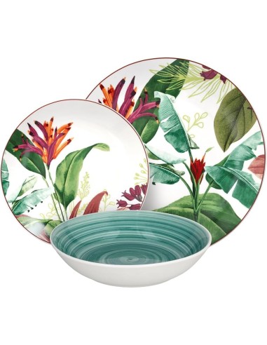 Tognana Tropicalia Servizio Piatti 18 Pezzi in Porcellana Multicolor | shopincasa.it