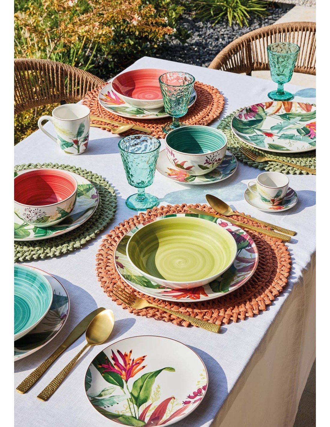 Tognana Tropicalia Servizio Piatti 18 Pezzi in Porcellana Multicolor | shopincasa.it