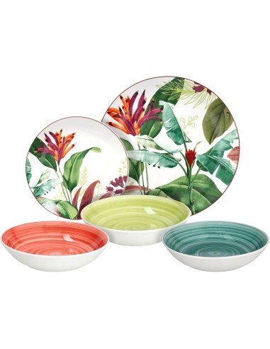 Tognana Tropicalia Servizio Piatti 18 Pezzi in Porcellana Multicolor | shopincasa.it