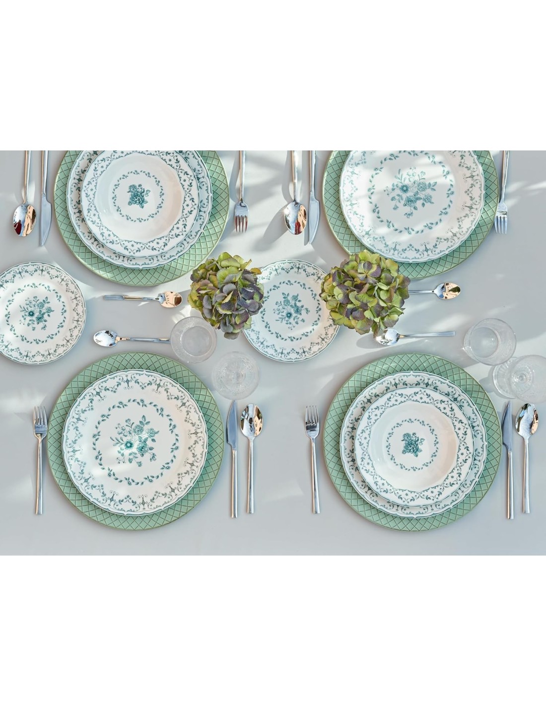 Tognana Eloise Servizio Piatti 18 Pezzi in Porcellana Verde Acqua | shopincasa.it